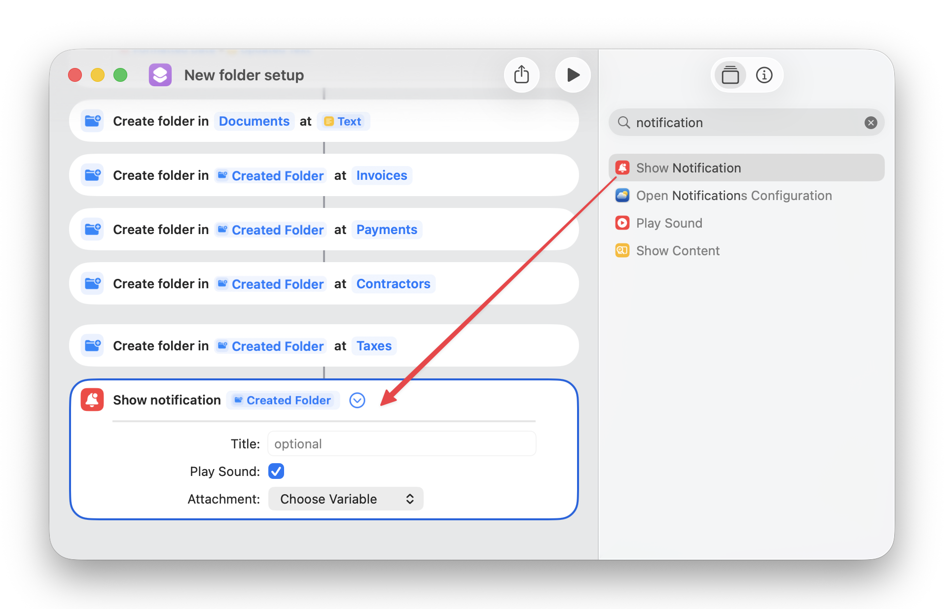 Step 5: Show Notification action