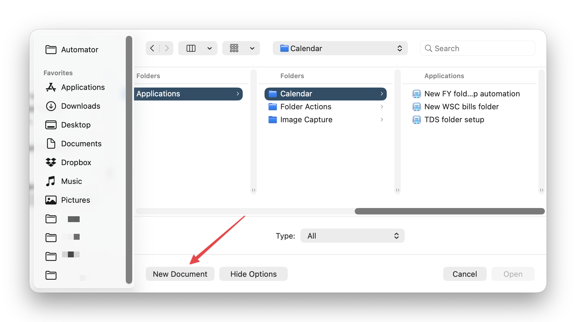 Step 6: Automator New Document