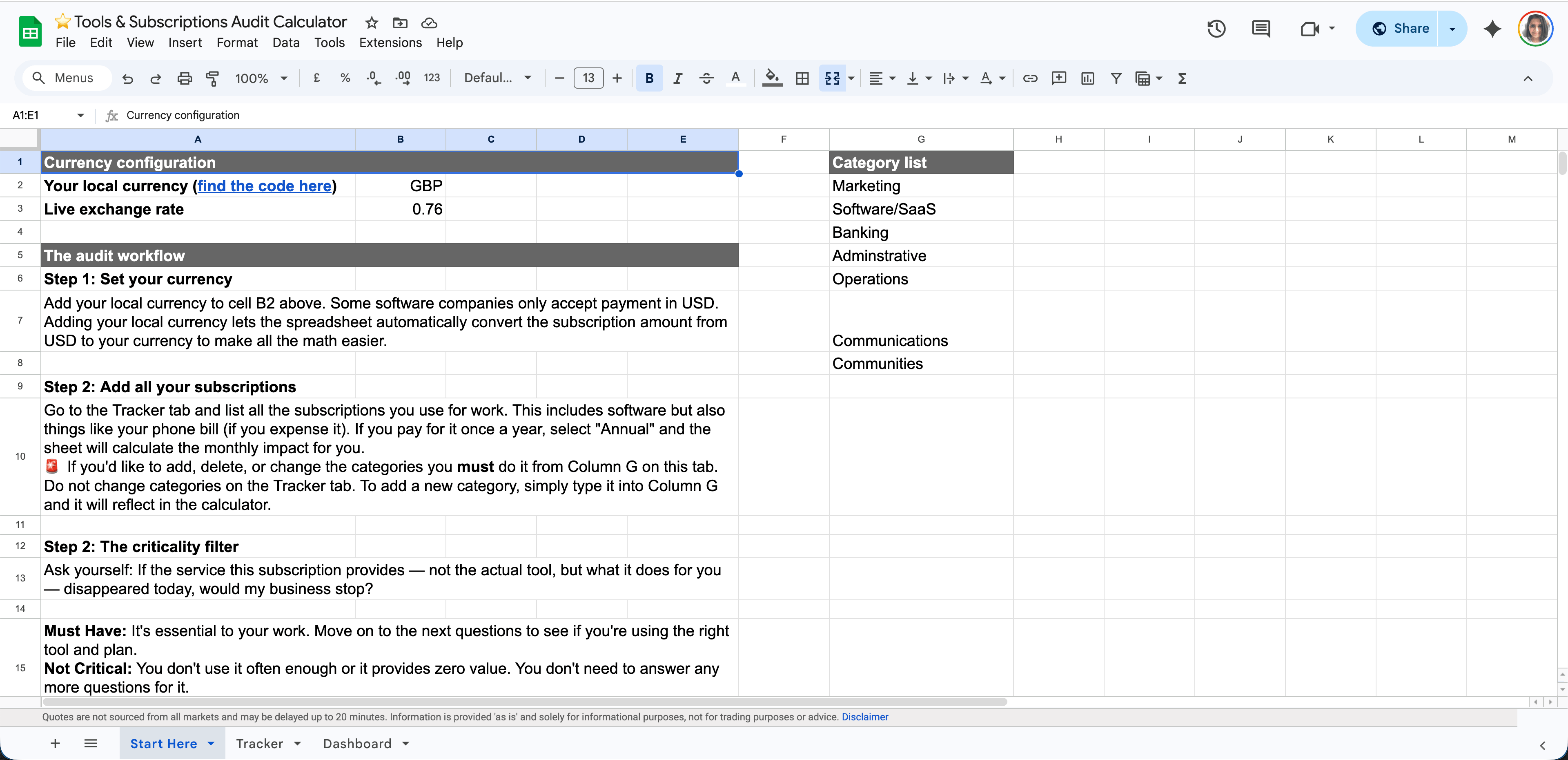 Tools & Subscriptions Audit Calculator by Shivani Shah